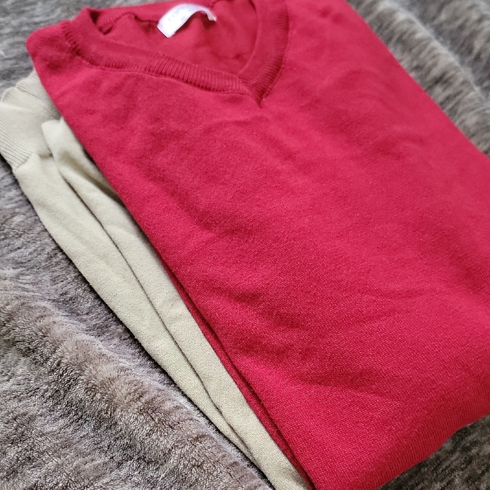 5 Coofandy Men's Red, Tan And Grey Sweater Set
